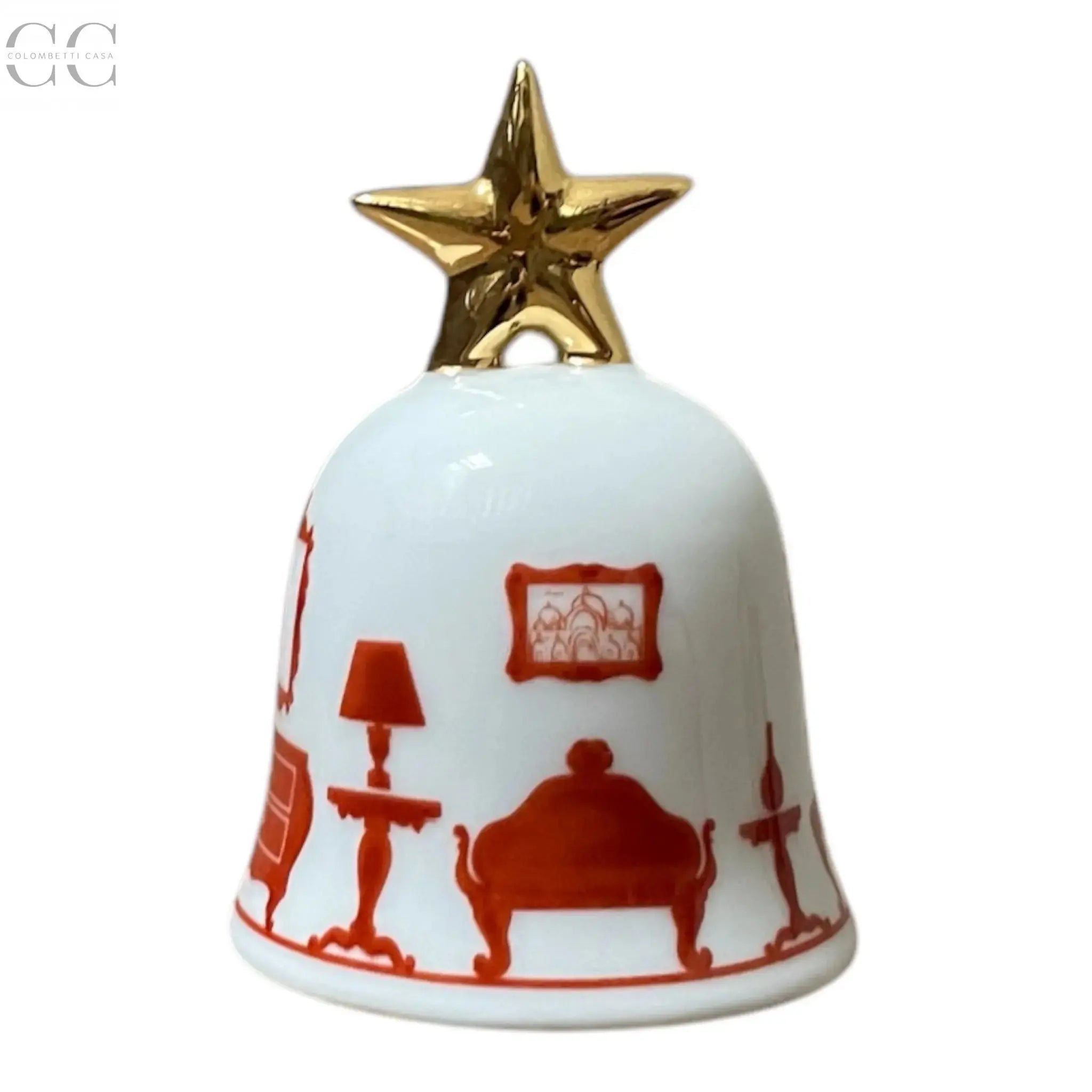 Campanella con albero di Natale rosso porcellana Richard Ginori - Colombetti Casa
