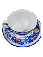 Set 6 tazze da the blu e frutti in ceramica inglese