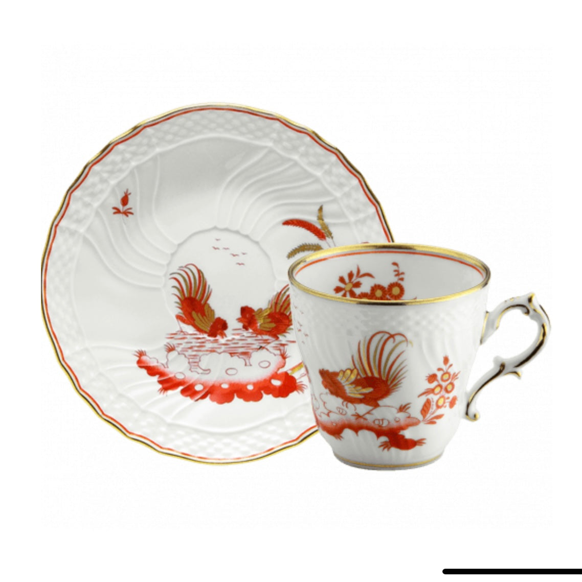 Set 6 Tazze caffè collezione Vecchio Ginori Galli Rossi porcellana Richard Ginori - Colombetti