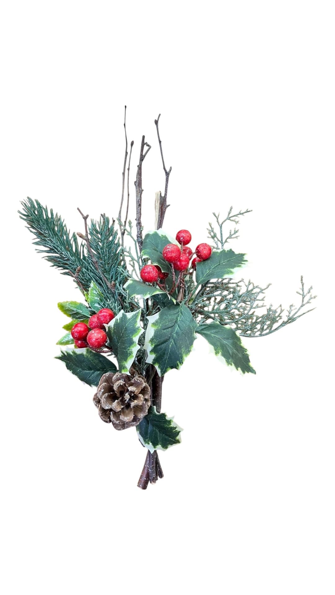 Decorazione natalizia rametto agrifoglio