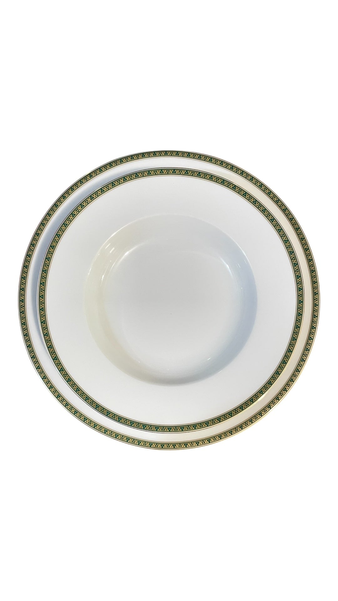 Set 18 piatti bordo verde e oro porcellana Tendenze