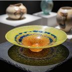 Centrotavola in vetro di Murano giallo e arancione