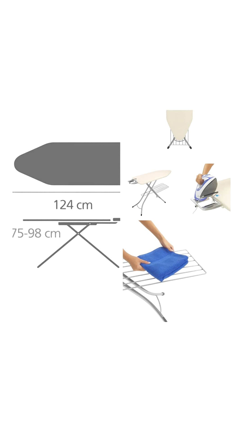 Asse da stiro con portabiancheria e stiramaniche Brabantia
