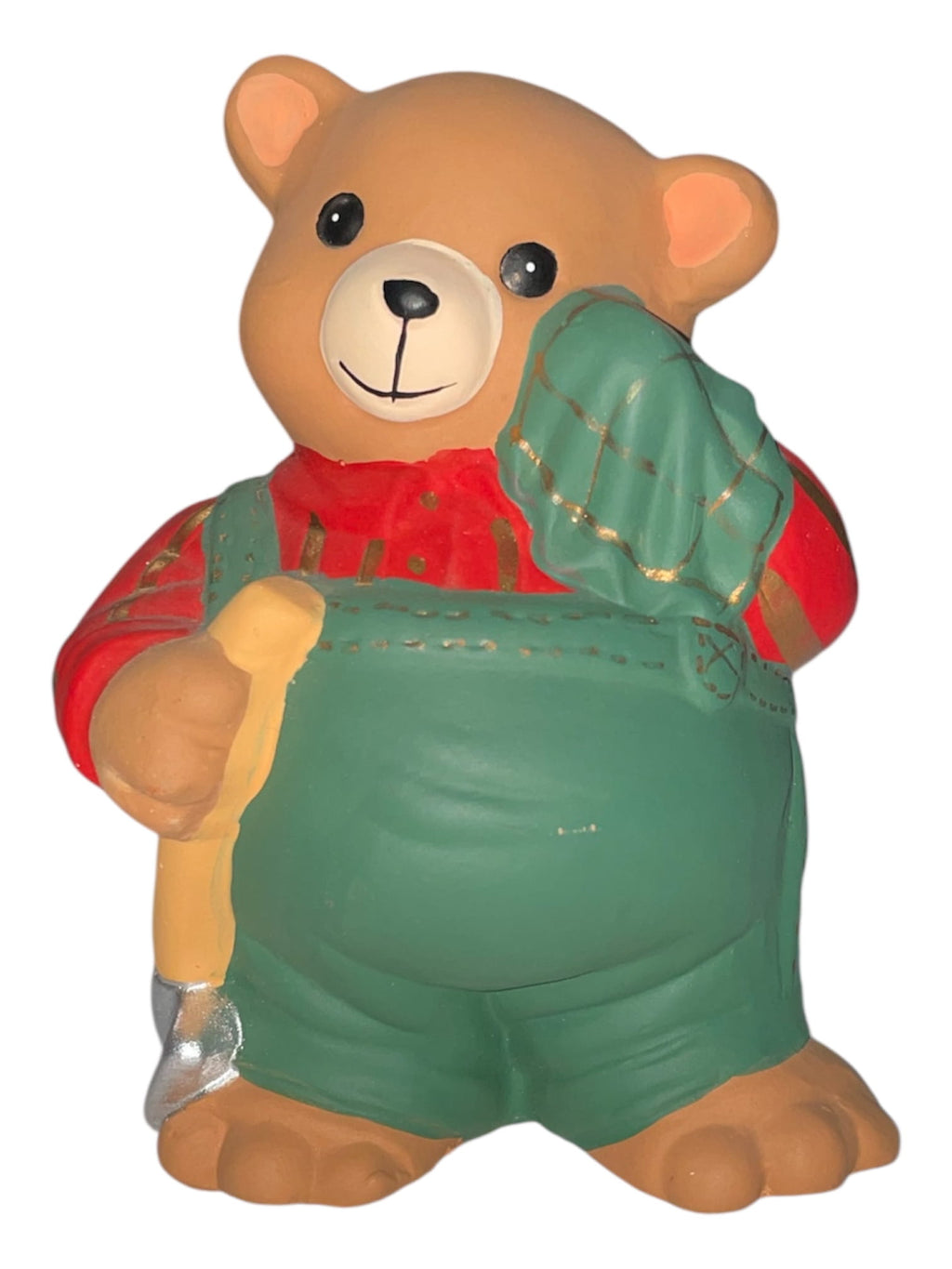 Orsetto giardiniere con badile in ceramica