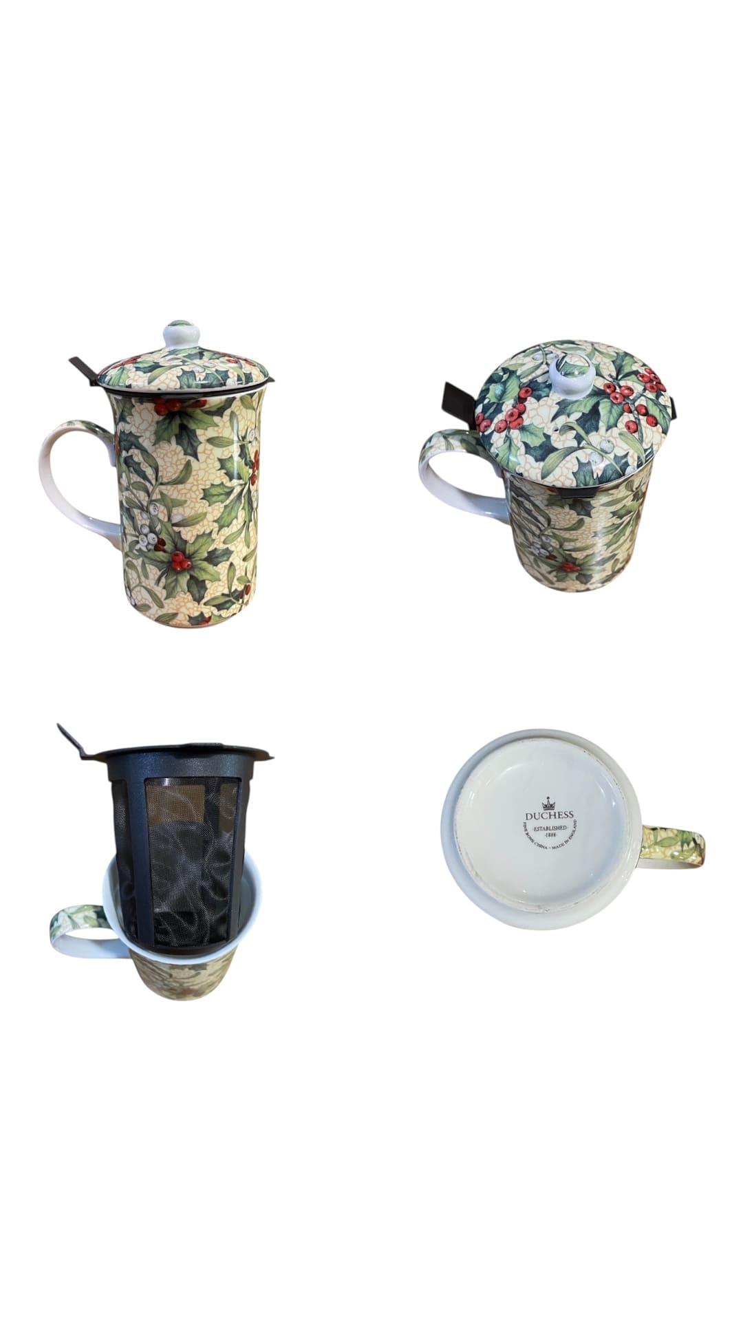 Tazza tisana natalizia con filtro e coperchio