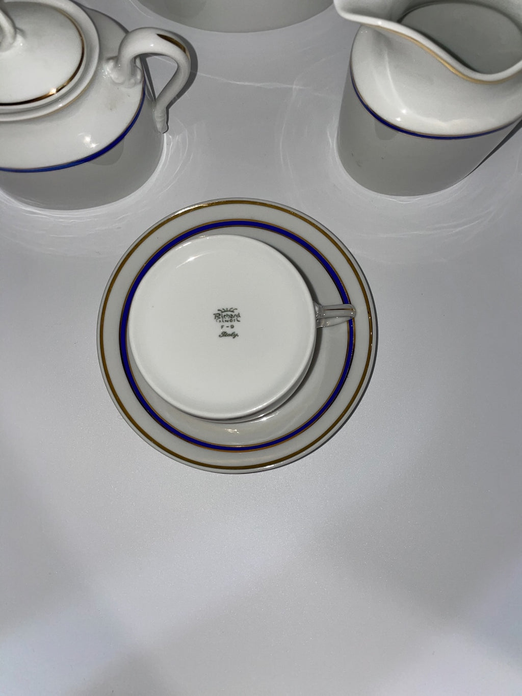 Set da the 9 pezzi bordo blu e oro Richard Ginori