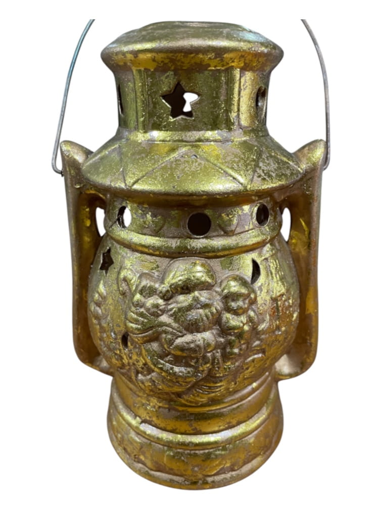 Porta candele tealight lanterna in ceramica dorata