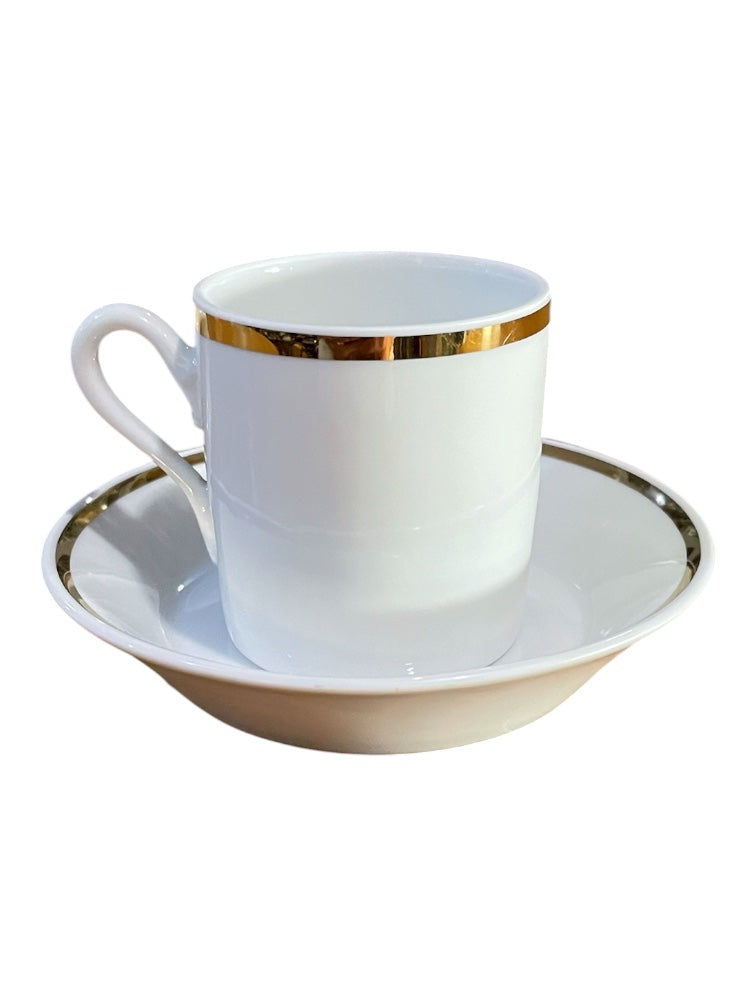 Set 6 tazzine da caffè in fine porcellana bianca con filo oro Ginori