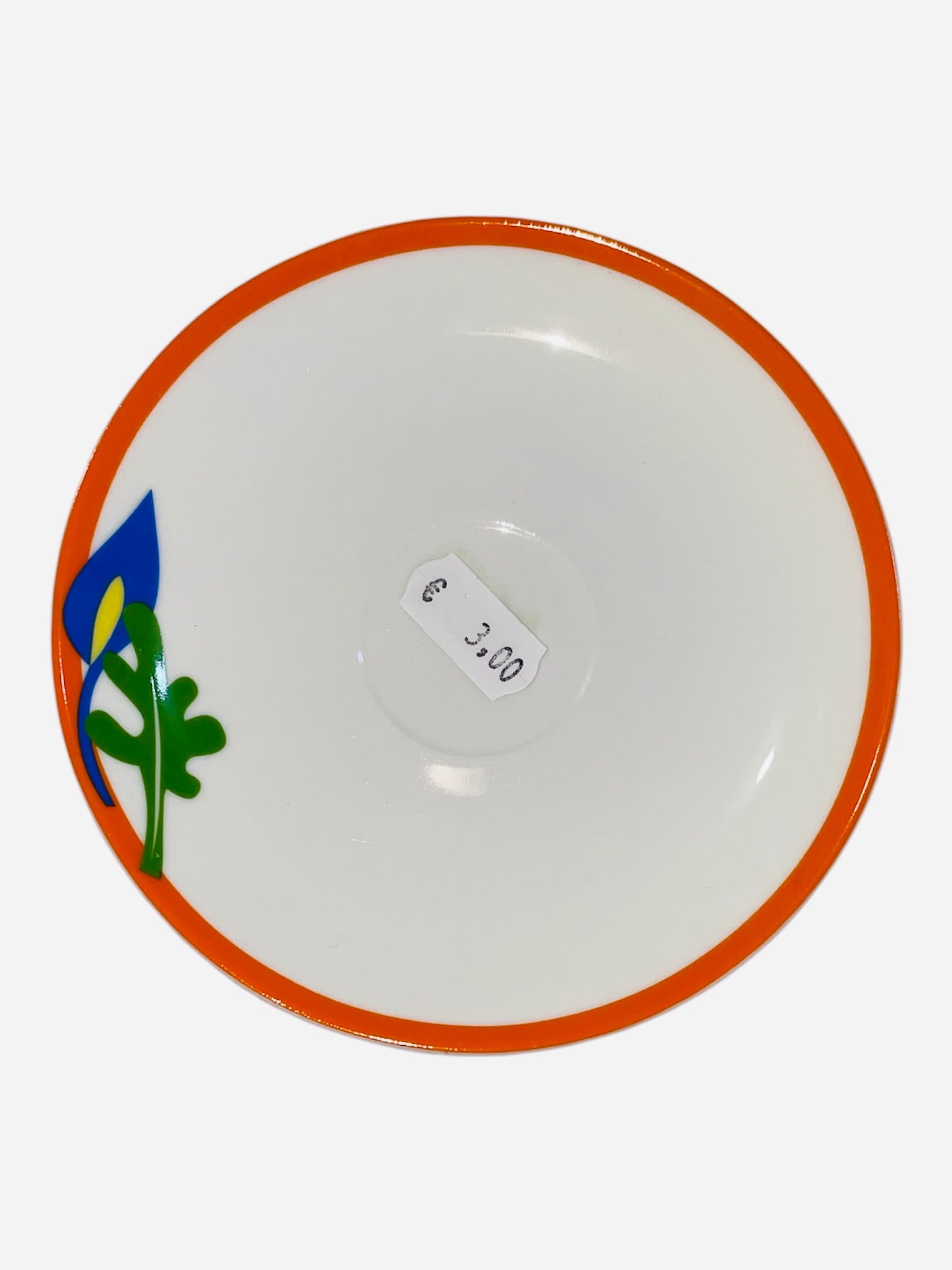 Set 6 tazzine da caffè filo arancione e foglie blu e verde