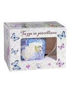 Tazza mug con decori floreali in porcellana