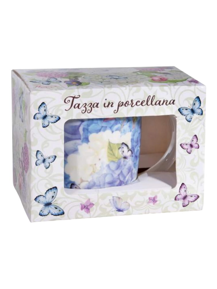 Tazza mug con decori floreali in porcellana