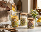Set 3 barattoli in vetro decoro floreale