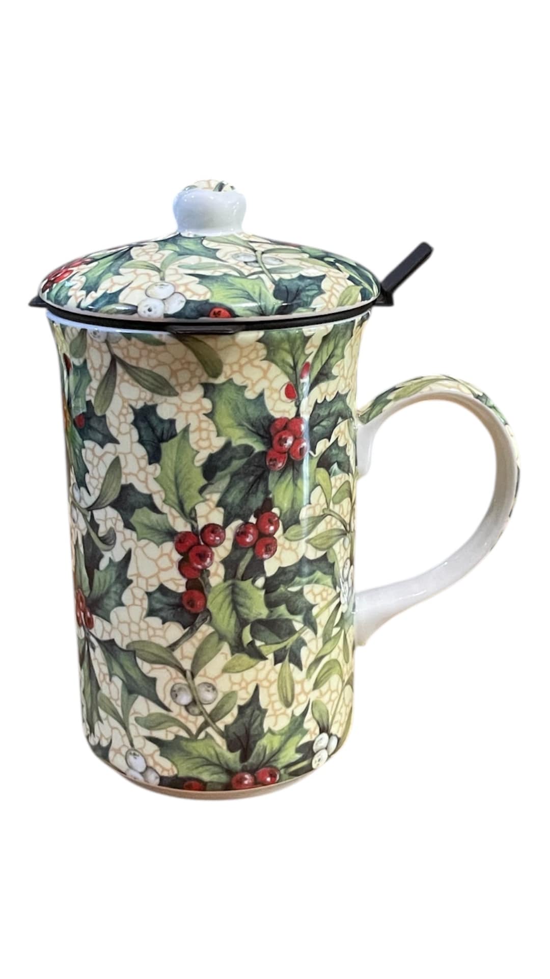 Tazza tisana natalizia con filtro e coperchio