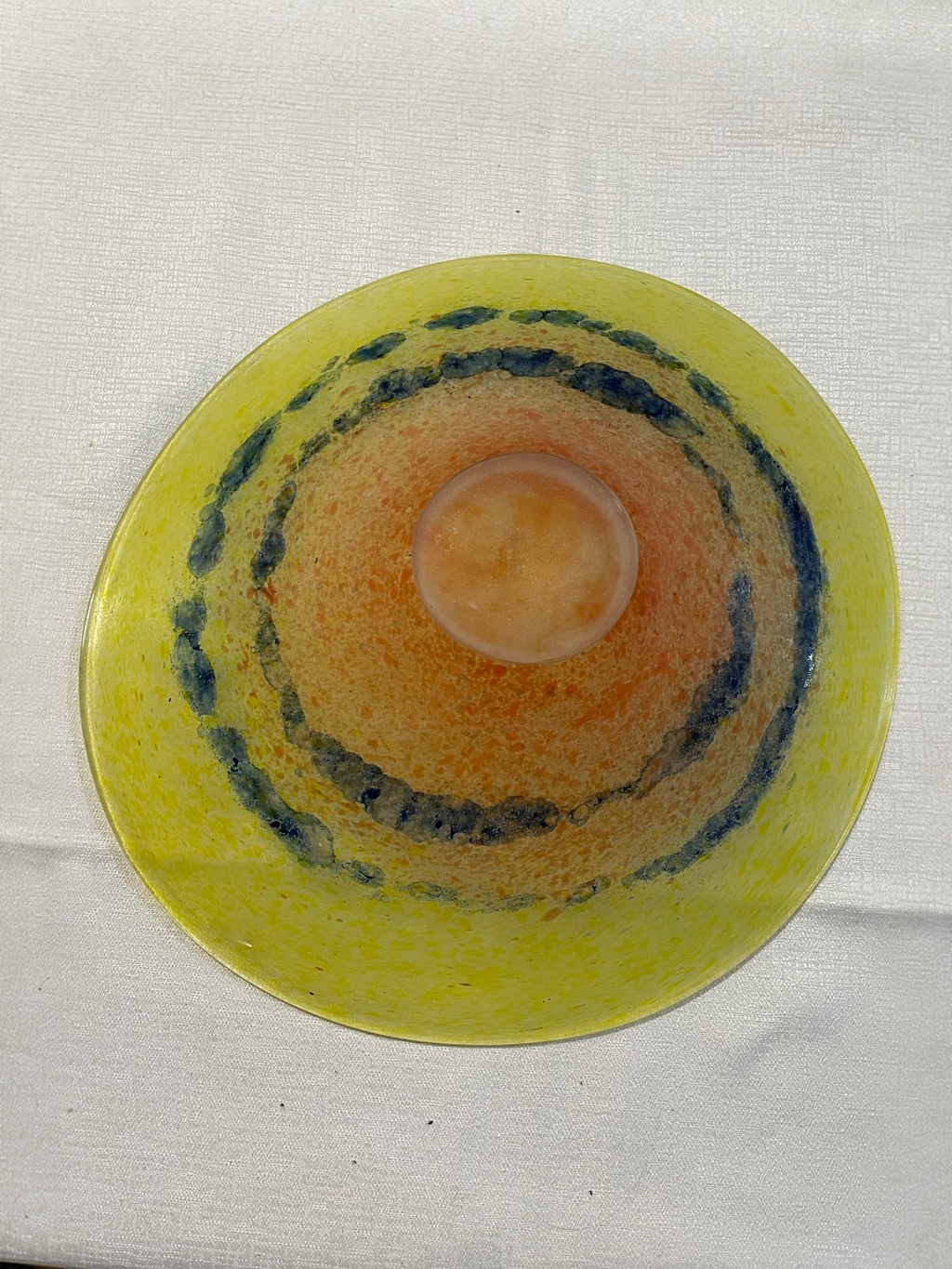 Centrotavola in vetro di Murano giallo e arancione