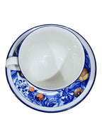 Set 6 tazze da the blu e frutti in ceramica inglese