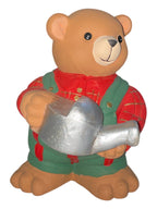 Ours en peluche jardinier avec arrosoir en céramique