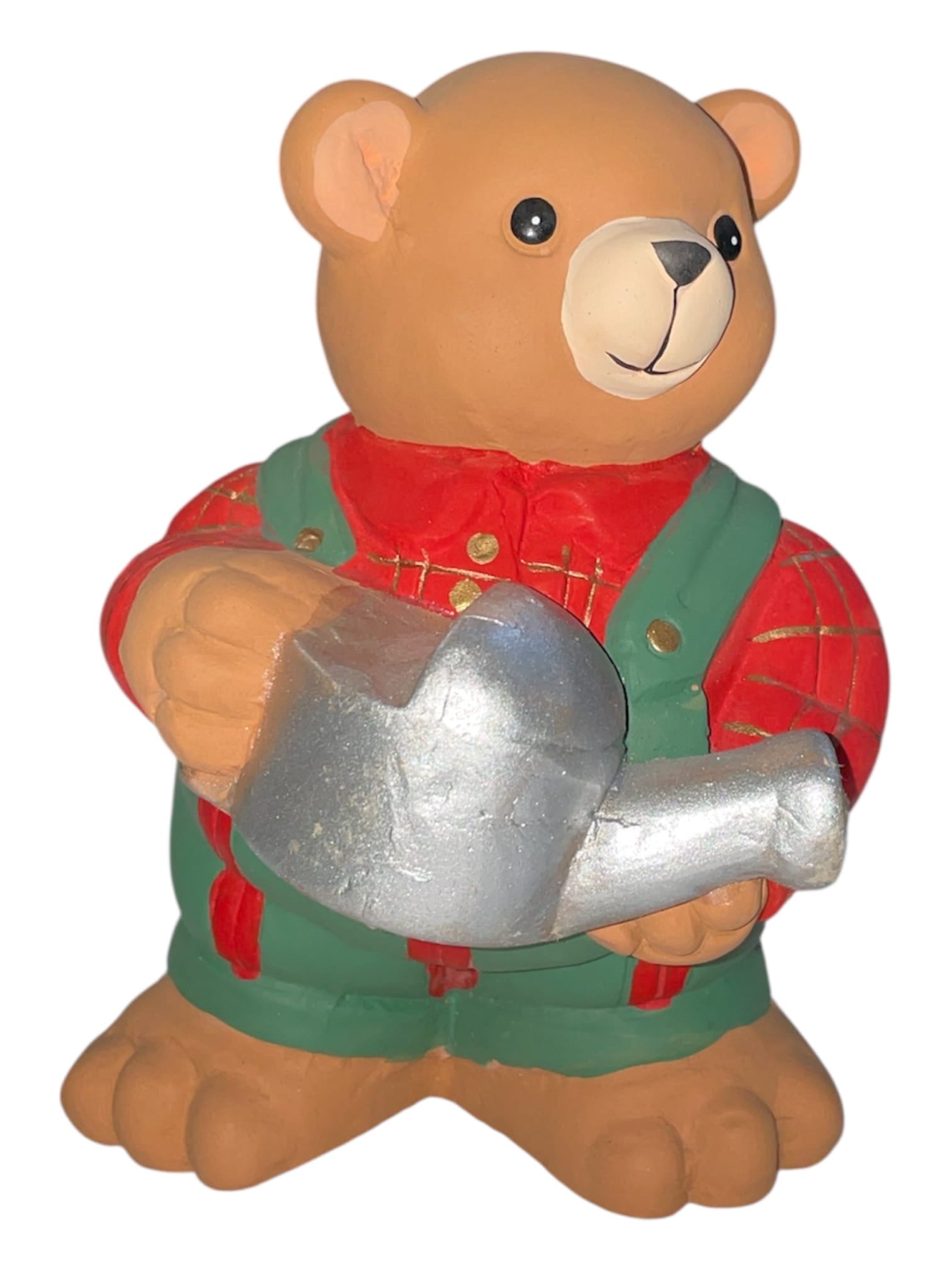 Orsetto giardiniere con innaffiatoio in ceramica