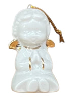 Angioletto che prega in ceramica bianca e oro