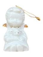 Angioletto con agnellino in ceramica bianca e oro