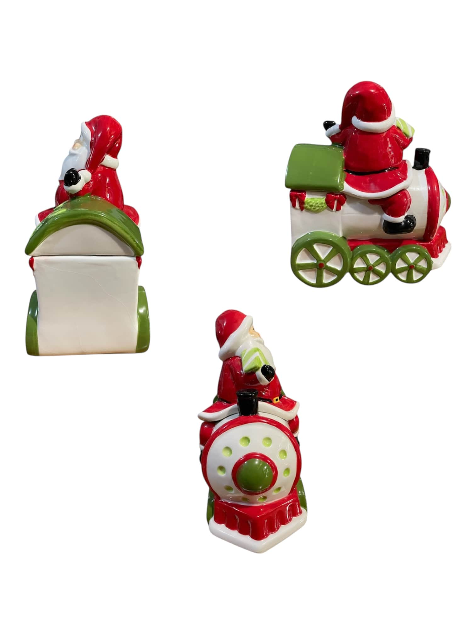 Babbo Natale su locomotiva in ceramica