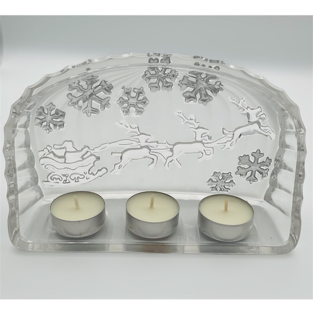 Babbo Natale su slitta porta tealight in cristallo
