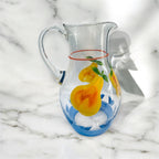 Brocca in vetro dipinto a mano decoro mele Studio Pitti clear glass pitcher with hand-painted pear design 2L capacity
