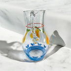 Brocca in vetro dipinto a mano decoro mele Studio Pitti hand-painted glass pitcher with apple design