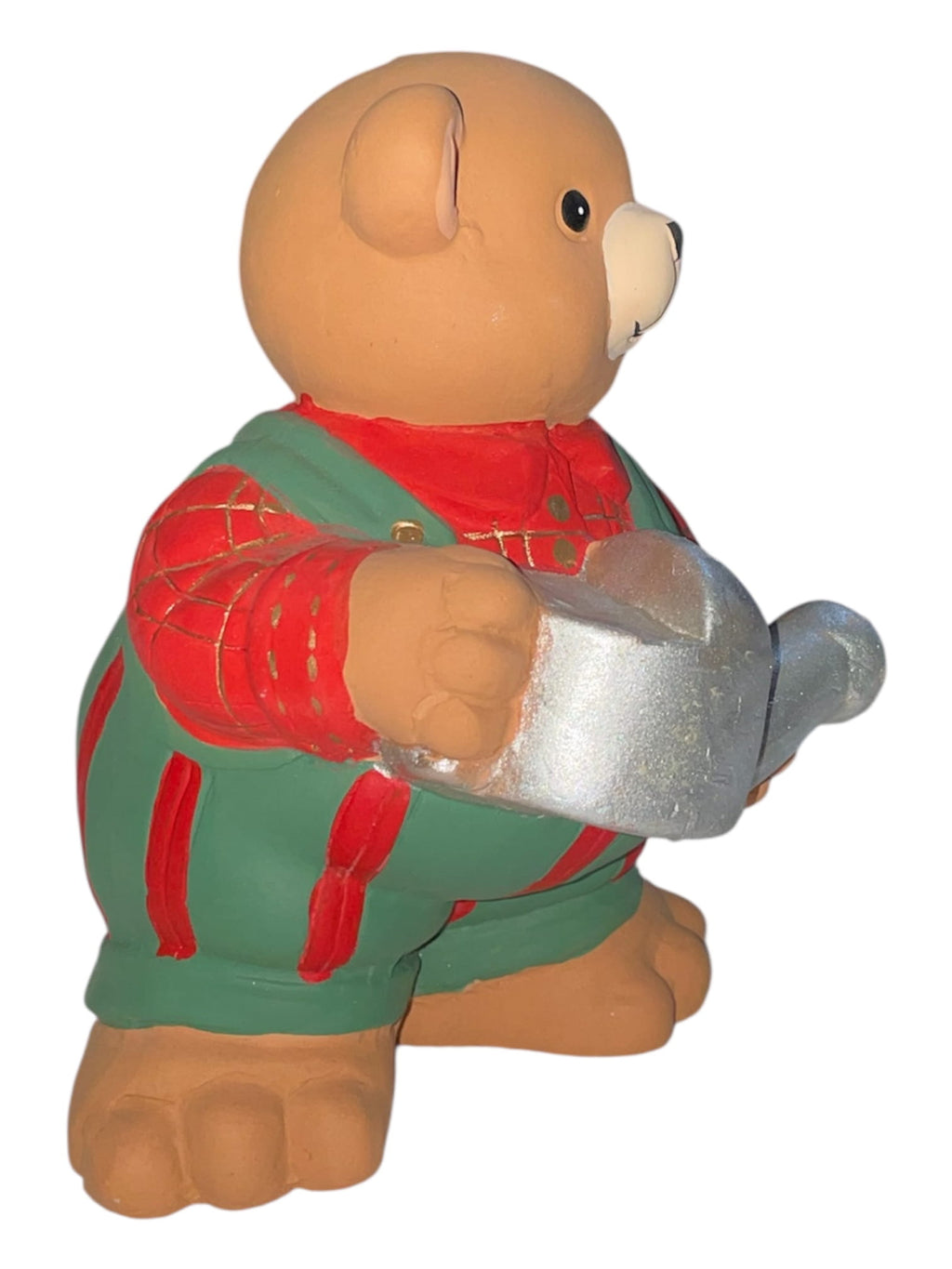 Ours en peluche jardinier avec arrosoir en céramique