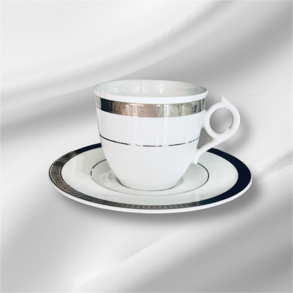 Tazzine da caffè con bordo platino inciso porcellana Weissestal elegant coffee cup and saucer set