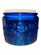 Barattolo in vetro blu con tappo in sughero