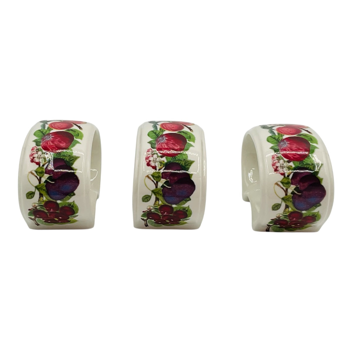 Portmeirion Pomona Ceramic Napkin Rings, Set of 3