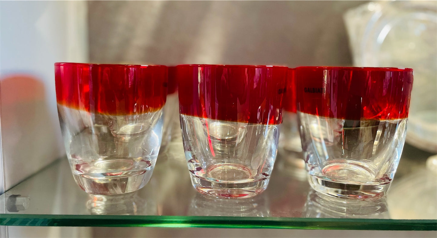 Set 6 bicchieri acqua fascia rossa Galbiati