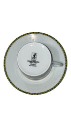 Set 6 tazze da the decoro verde e giallo porcellana di Limoges