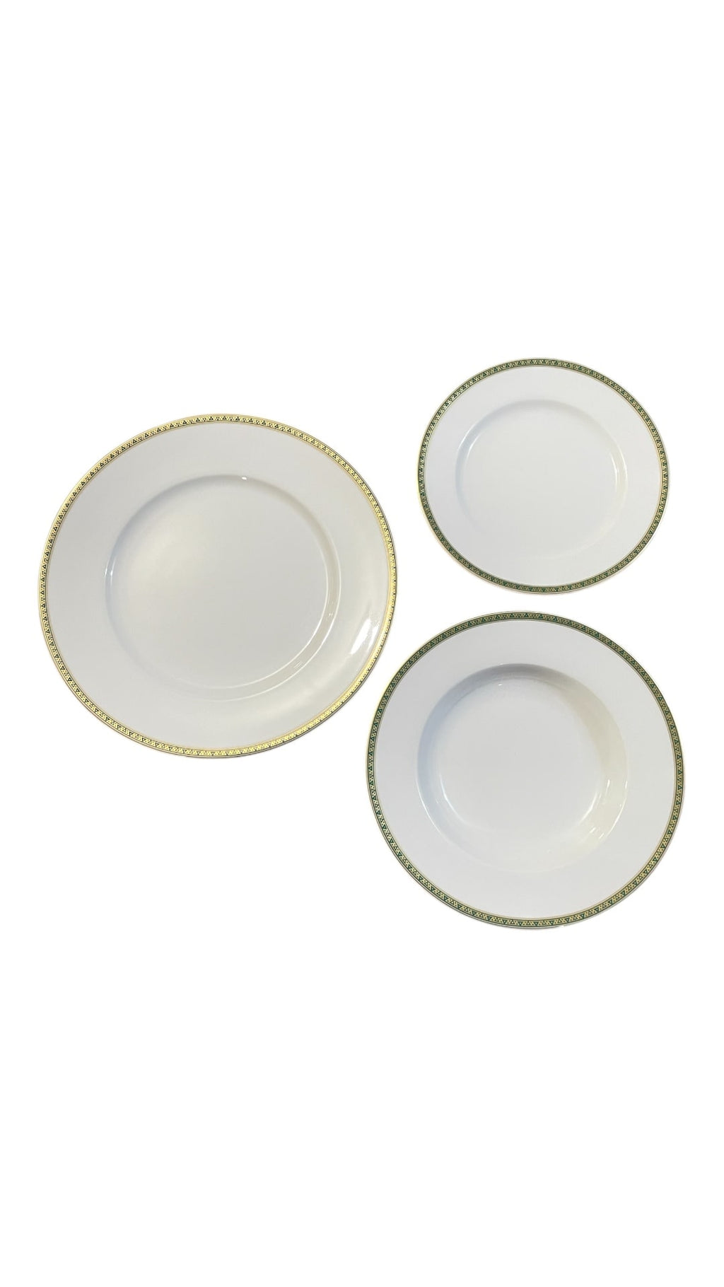 Set 18 piatti bordo verde e oro porcellana Tendenze