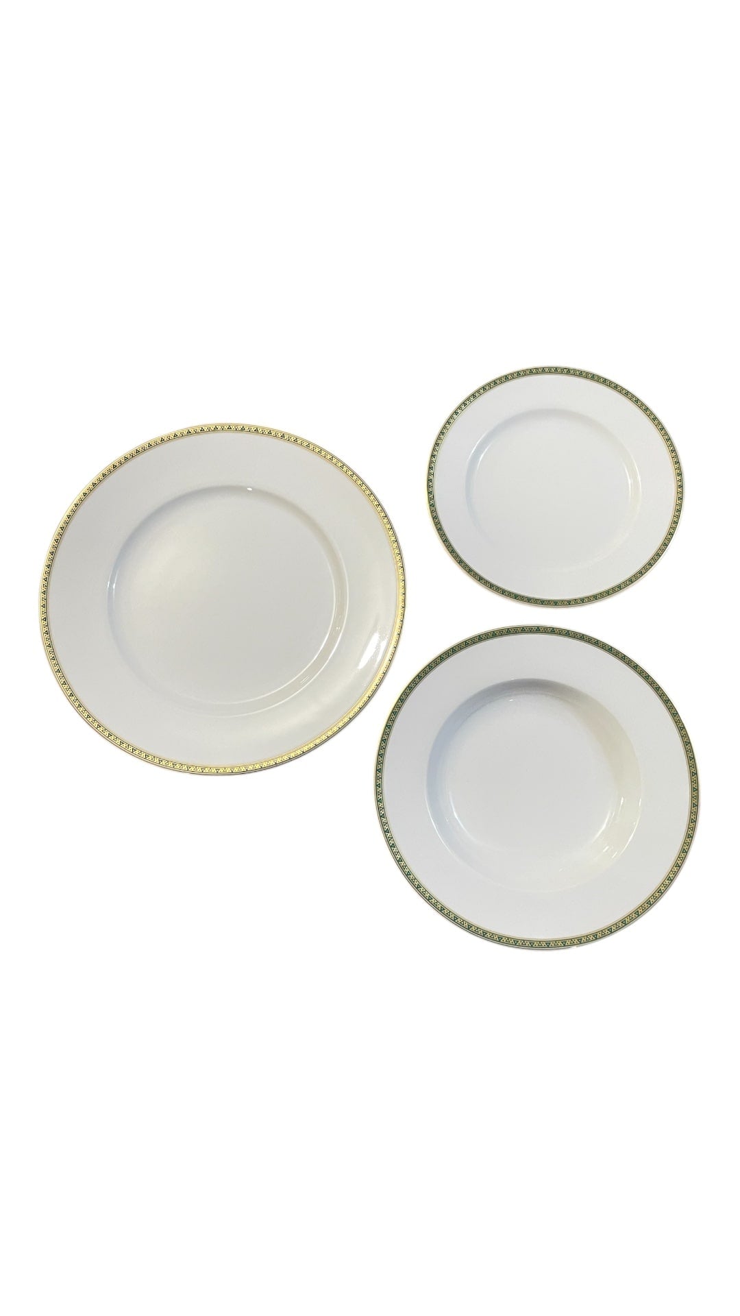 Set 18 piatti bordo verde e oro porcellana Tendenze