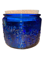 Barattolo in vetro blu con tappo in sughero