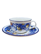 Set 6 tazze da the blu e frutti in ceramica inglese