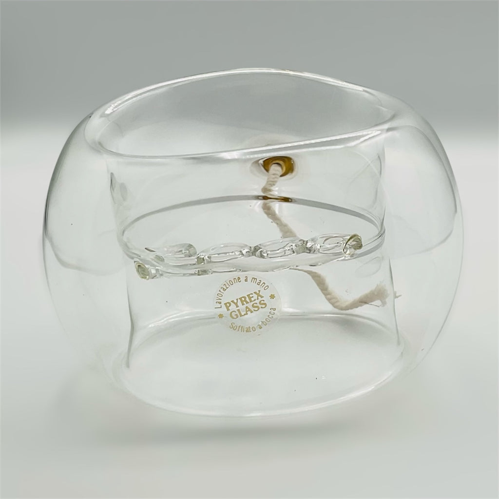 Lampada ad olio in vetro trasparente