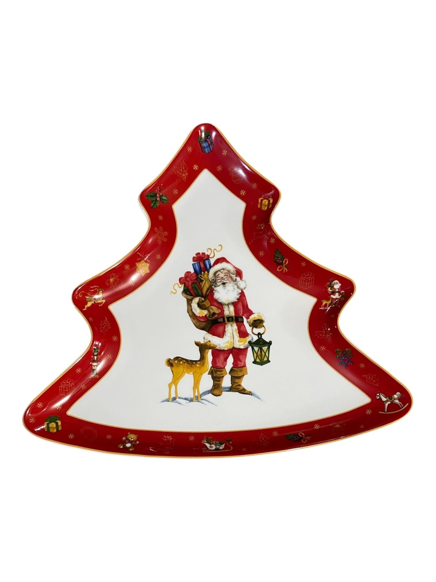 Piatto a forma di albero con babbo Natale 