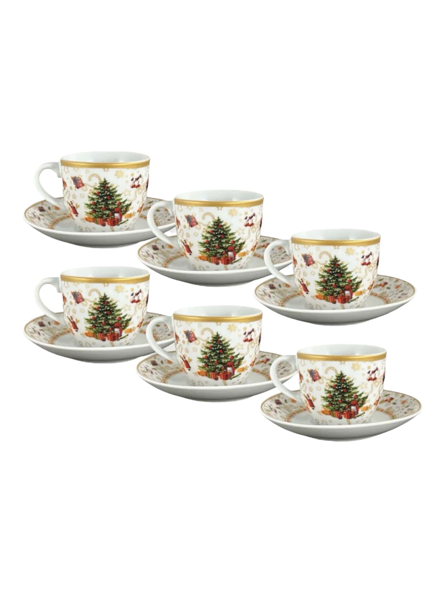 Set 6 tazzine da caffè decoro natalizio