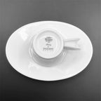 Set 6 tazze caffè Funé by Giugiaro porcellana Ginori with oval saucers and unique handle design in white porcelain.