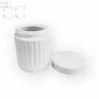 Barattolo bianco in porcellana Villeroy&Boch con coperchio e superficie rigata