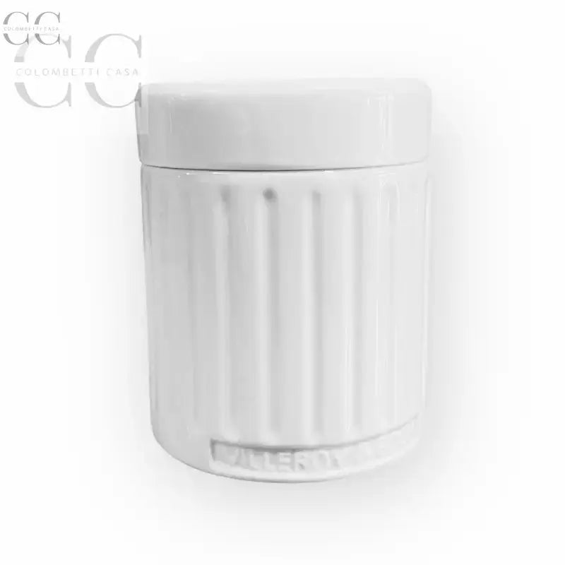 Barattolo bianco in porcellana Villeroy&Boch con coperchio, cm 13 di altezza