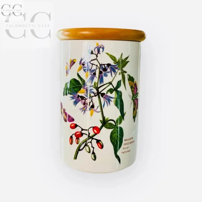 Barattolo in ceramica britannica Botanic Garden con tappo in legno e design floreale