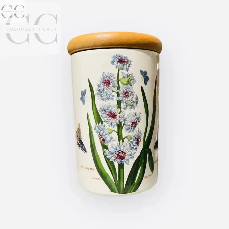 Barattolo Botanic Garden in ceramica britannica con tappo in legno e decorazioni floreali