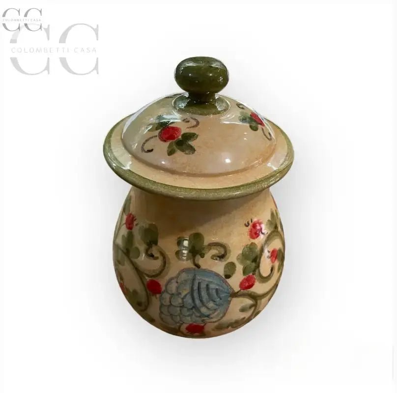 Barattolo in ceramica di Gubbio dipinto a mano da Mastro Giorgio, ideale per tazze e tazzine