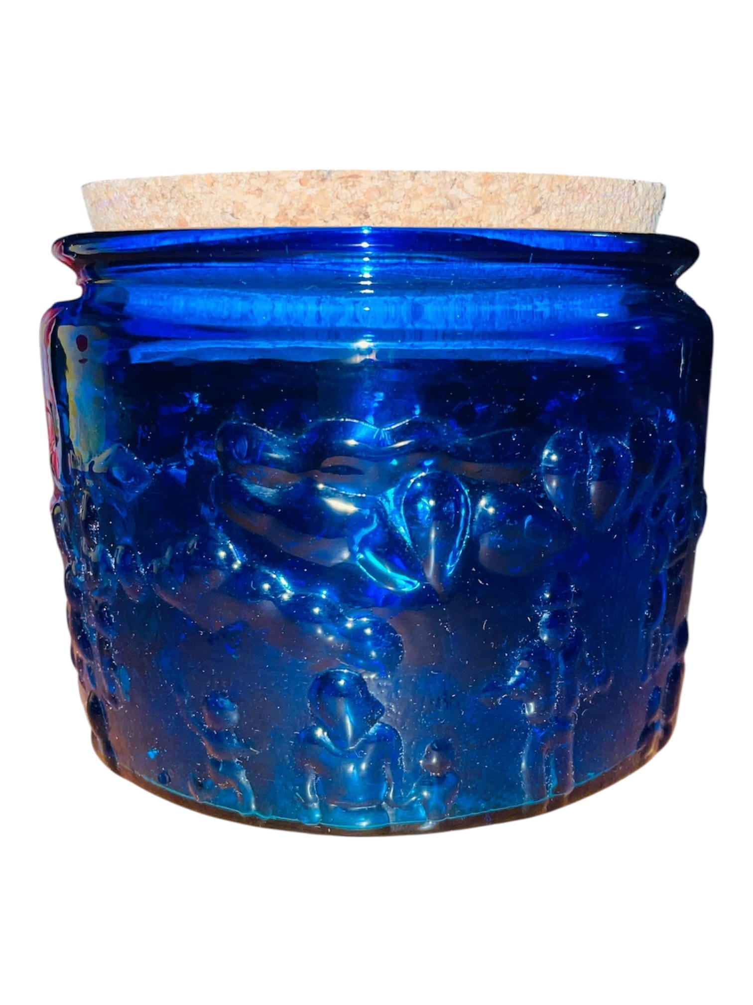 Barattolo in vetro blu con tappo in sughero