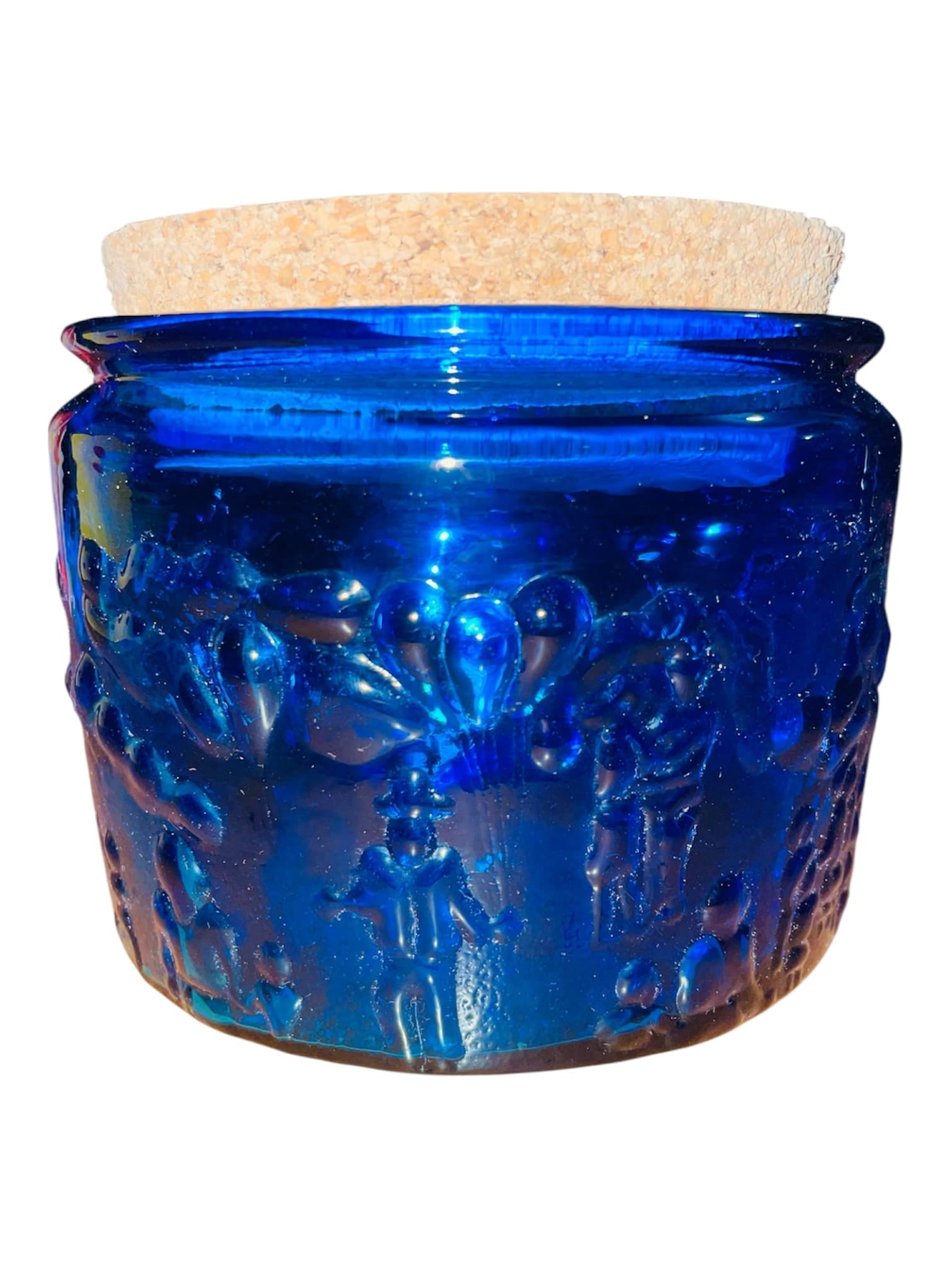 Barattolo in vetro blu con tappo in sughero