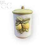 Barattolo limoni ceramica Egan con coperchio, decorazione a tema limone