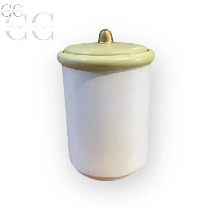 Canister Egan in ceramica bianca con coperchio verde chiaro e pomolo dorato